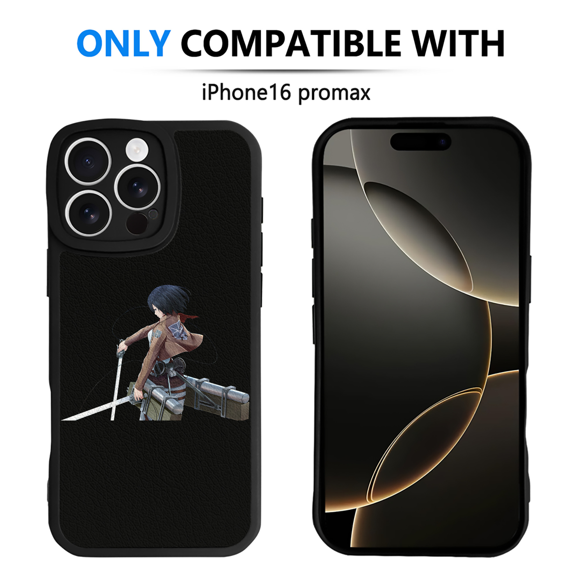 （画像用） 進撃の巨人 ミカサ·アッカーマン Attack on Titan Mikasa Ackerman 【iPhone 16シリーズ対応】シリコンスマホケース（レザー調） 材質：シリコン